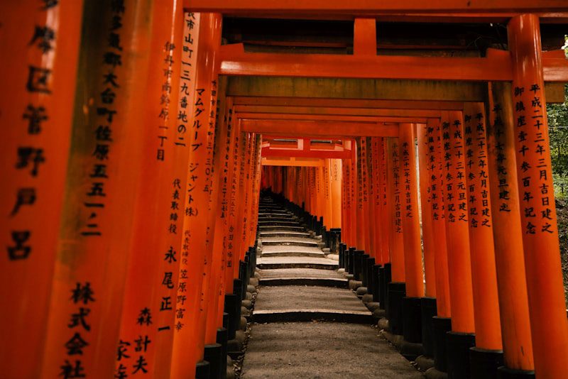 Fushimi Inari shrine with red torii gates